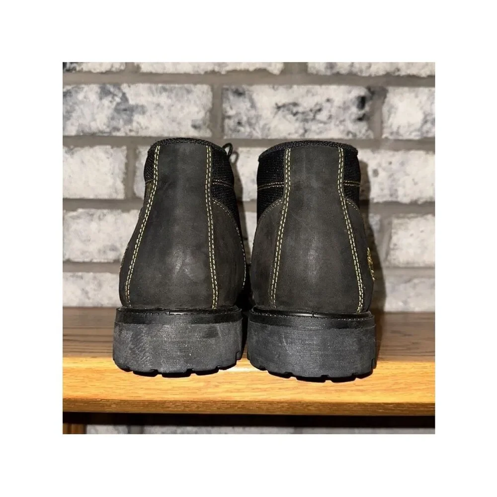 Timberland 12M Campsite Nubuck Black Gold Genuine Leather Textured Boots
